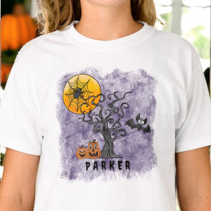 T-shirt Halloween Araignée Chauve-Souris Arbre Effrayant N