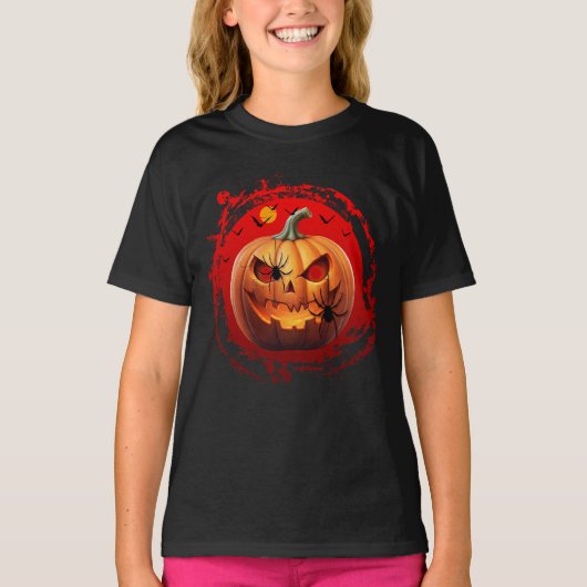 T-shirt halloween araignées citrouilles (Devant)