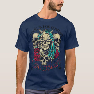 T-shirt Halloween arrive squelette effrayant & mignonne fi
