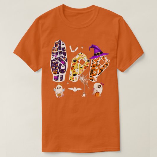 T-shirt Halloween ASL, LSF à la main Ghost Sourd P (Design devant)