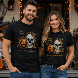 T-Shirt Halloween assorti crâne citrouille Saison