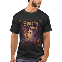 T-shirt Halloween avec un gentil fantôme tenant un