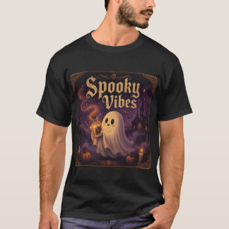 T-shirt Halloween avec un gentil fantôme tenant un