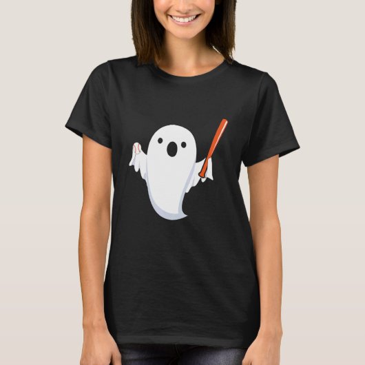 T-shirt Halloween Baseball Ghost Baseball Player Halloween (Devant)
