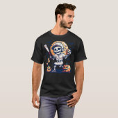 T-shirt Halloween Baseball Skeleton Holding A Baseball Bat (Devant entier)
