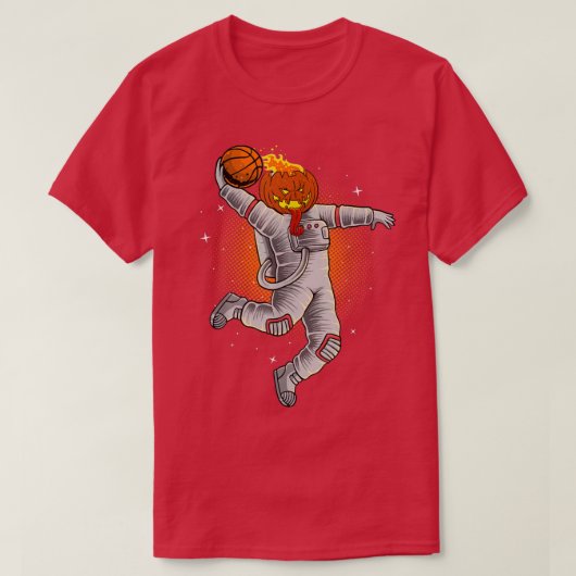 T-shirt Halloween Basketball Player Astronaut Pumpkin Jack (Design devant)