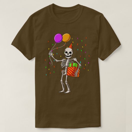 T-shirt Halloween Birthday Party Outfit Skeleton Birthday  (Design devant)