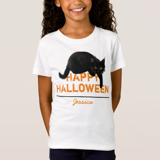 T-shirt Halloween Black Cat personnalisé (Devant)