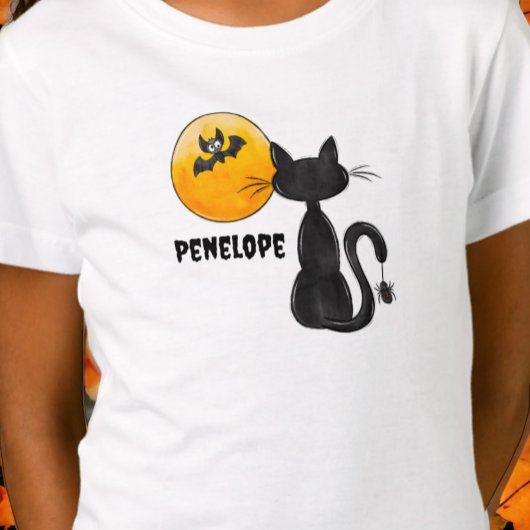 T-Shirt Halloween Black Cat Spider Nom de chauve-souris Tr