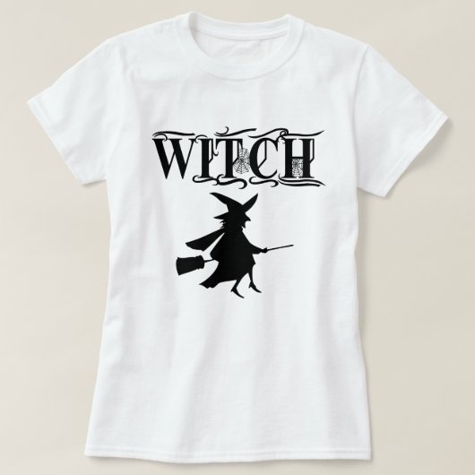 T-shirt Halloween Black Wicked Flying Witch (Design devant)