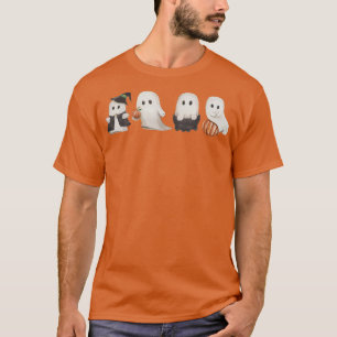 T-shirt Halloween Boo Ghost Witch Hat Pumpkin Women Kids F
