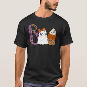 T-shirt Halloween Boo Leopard Candy Corn Salle Éffrayante