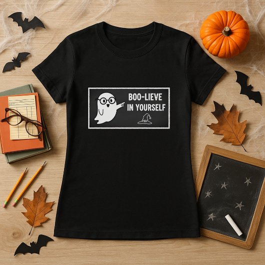 T-shirt Halloween BOO-LIEVE en vous enseignant-bibliothéca