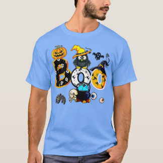 T-shirt Halloween Boo Owl Avec Sorcière Casquette Araignée
