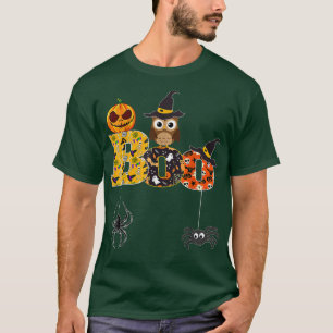 T-shirt Halloween Boo Owl Avec Sorcière Casquette Araignée