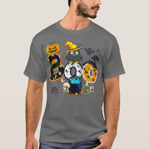 T-shirt Halloween Boo Owl With Witch Hat Spiders Boys Girl