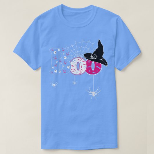 T-shirt Halloween Boo With Witch Hat Spiders Boys Girls Ki (Design devant)