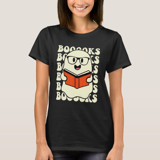 T-shirt Halloween Booooks Cute Ghost Boo Reading Books Adu (Devant)