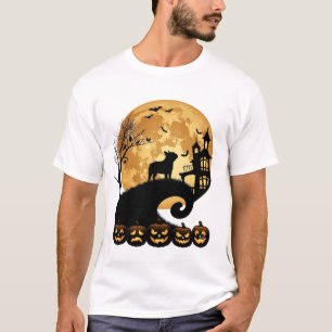 T-shirt Halloween Bouledogue Français Lune Citrouilles Squ