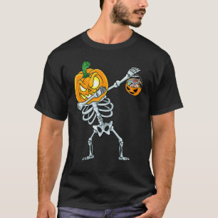 T-shirt Halloween Boys Dabbing Skeleton Citrouille Jack O 
