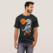T-shirt Halloween Boys Dinosaur Skeleton Rex Citrouille d' (Devant entier)