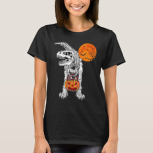 T-shirt Halloween Boys Dinosaur Skeleton Rex Citrouille d'