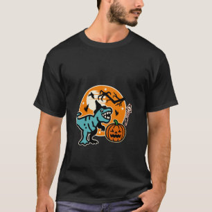 T-shirt Halloween Boys Dinosaur Skeleton T rex Funny Pumpk