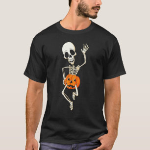 T-shirt Halloween Boys Kids Dabbing Skeleton Scary Pumpkin