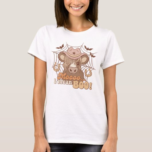T-shirt Halloween branché Western Funny Cow Moo Boo Boo (Devant)