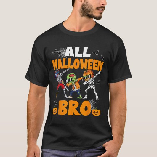T-shirt Halloween Bro Dabbing Skeleton Jack-o'-lantern Boy (Devant)