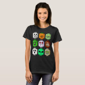 T-shirt Halloween Building Brick Head Pumpkin Ghost Zombie (Devant entier)