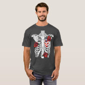 T-shirt Halloween Cage Rib Squelette Jour des Morts (Devant entier)