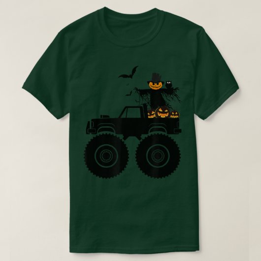 T-shirt Halloween Camion Crash Citrouilles chauves-souris  (Design devant)
