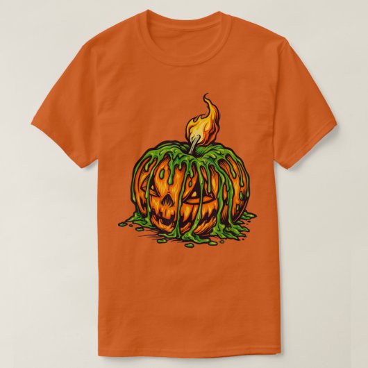 T-shirt Halloween Candle Scary Jack O Lantern  (Design devant)
