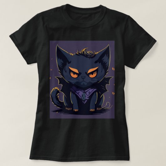 T-shirt Halloween Cat Meow (Design devant)