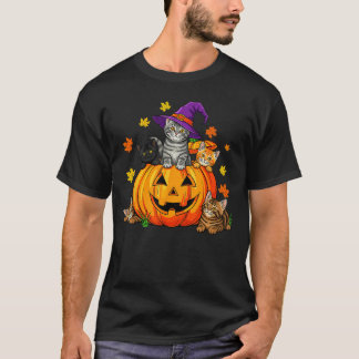 T-shirt Halloween Cat Pumpkin Spooky Season Men Women Cute