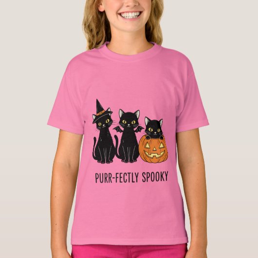 T-shirt Halloween cats with a pumpkin (Devant)