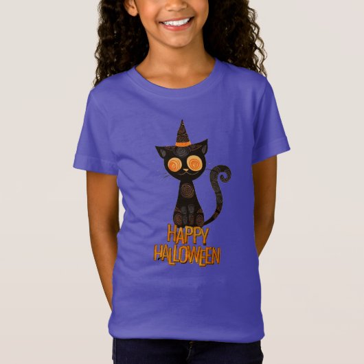 T-Shirt Halloween/chat/chute/blanc (Devant)