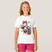 T-shirt Halloween Chat Citrouille enfants bot (Devant entier)