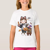 T-shirt Halloween Chat Citrouille enfants bot (Devant)