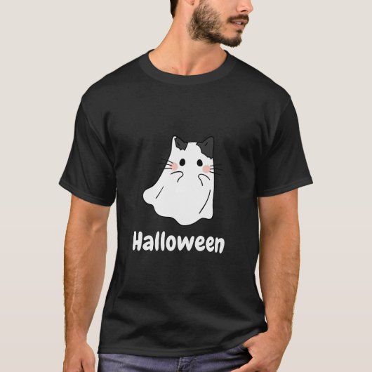 T-shirt Halloween chat fantôme (Devant)