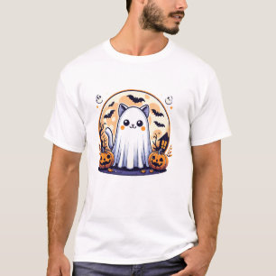 T-shirt Halloween_ Chat mignon en costume de fantôme Hallo