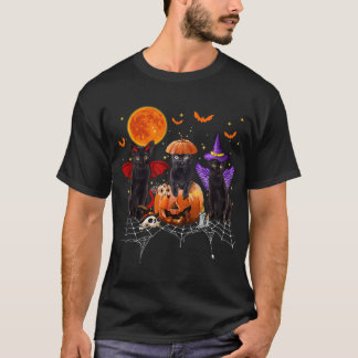 T-shirt Halloween Chat Noir, Chat Noir Assis Sur Citrouill