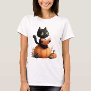 T-shirt Halloween Chat noir Citrouille conception