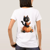 T-shirt Halloween Chat noir Citrouille conception (Dos)