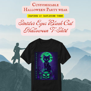 T-shirt Halloween Chat noir des yeux sinister