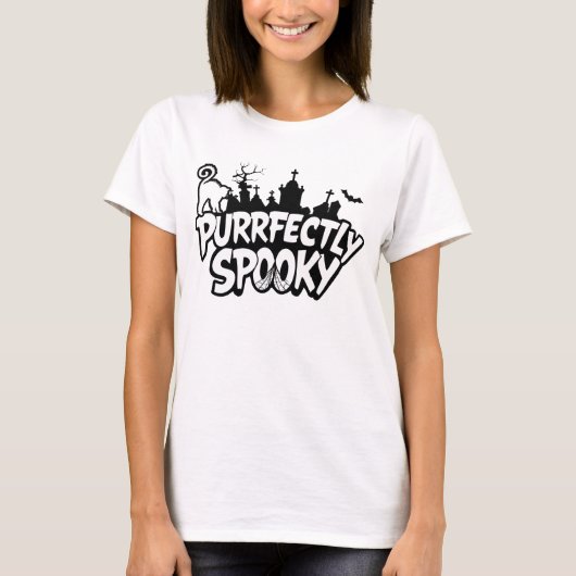 T-shirt Halloween Chat Noir Éffrayant (Devant)