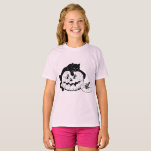 T-shirt Halloween Chat noir et Jack o' Lantern Enfants
