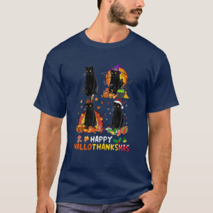 T-shirt Halloween Chat Noir Et Joyeux Noël Happy Hall