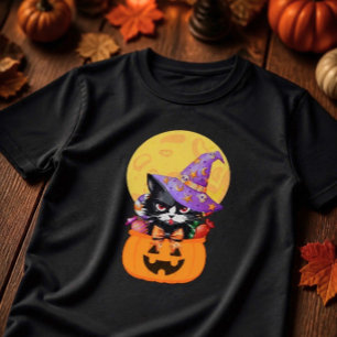 T-shirt Halloween Chat Noir Grincheux